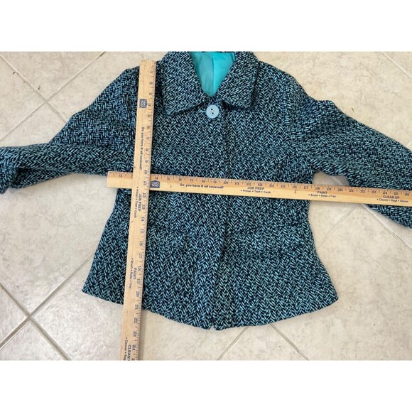 Ambition Blazer Jacket Women's size L Multi Tweed Wool Blend Large Button Front - Picture 7 of 14